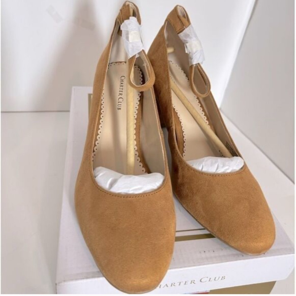 NWT Charter Club Tan Block Heel Pumps NIB - Picture 3 of 5